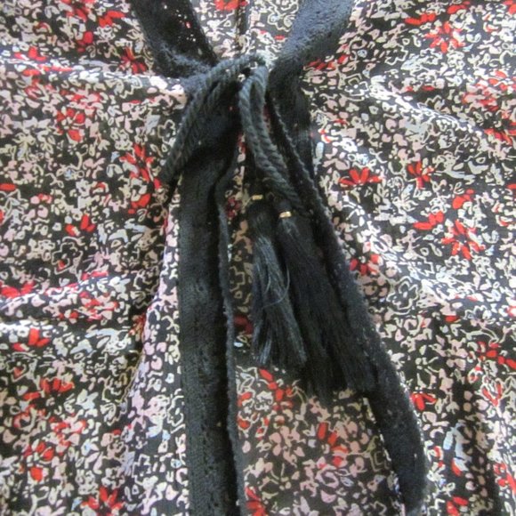 Free People Top XS Lola Kimono Floral Black Combo - Picture 7 of 14